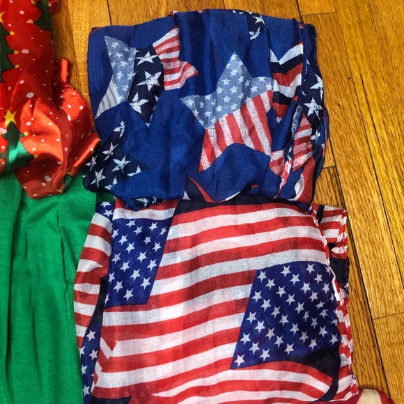 Lot of 12Holiday Scarves Halloween July Christmas - Picture 7 of 16